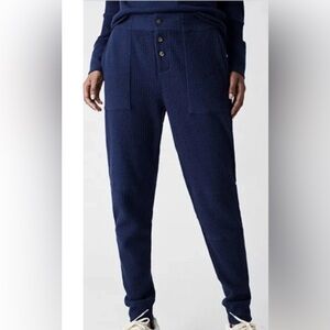 Faherty button fly Waffle Knit Joggers Leggings Midnight Navy Blue Size XL